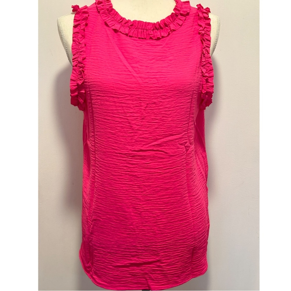 Pink Ruffle Sleeveless Blouse Shirt - Picture 3 of 5